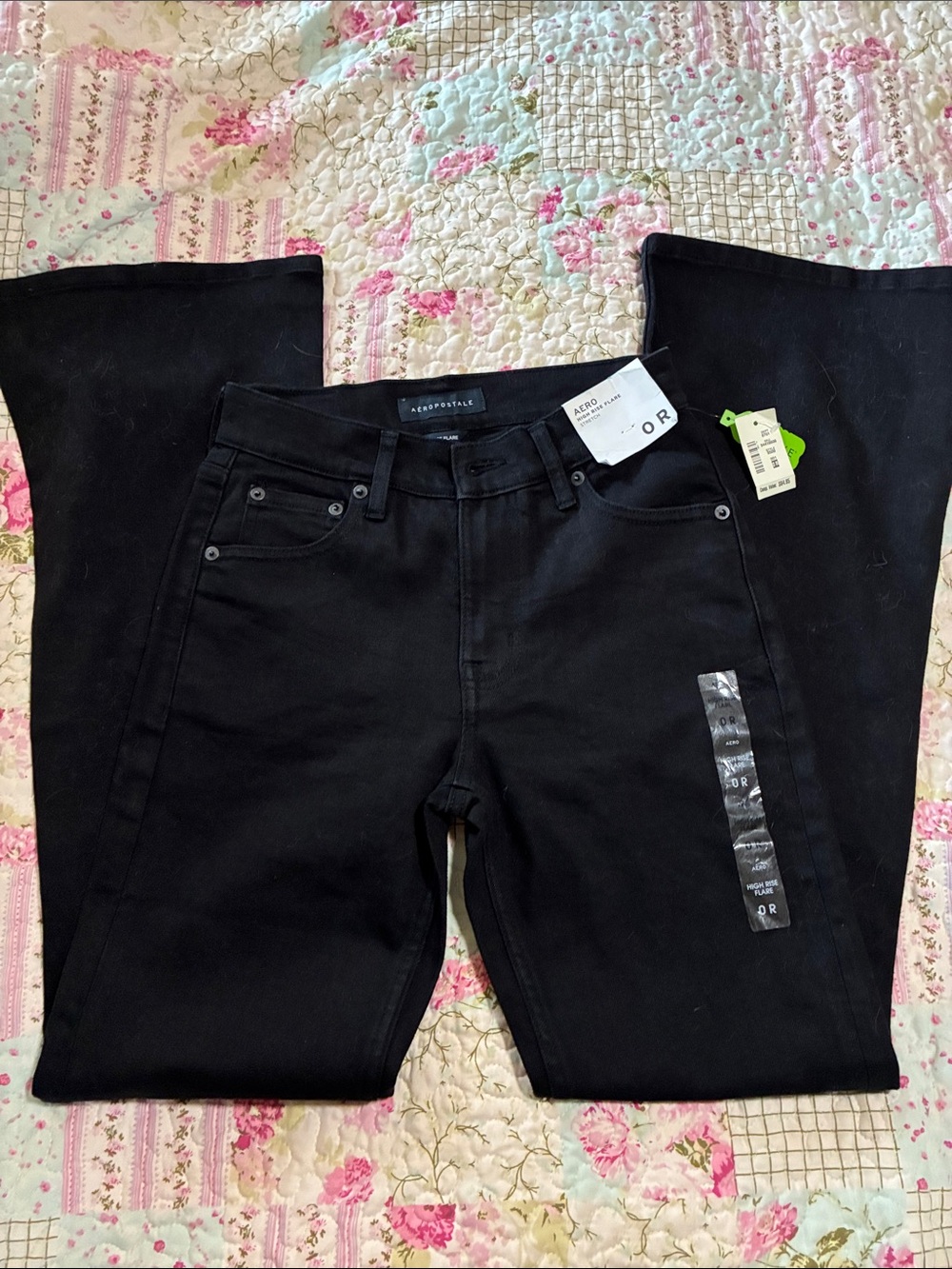 Aeropostale Women's Black Flared Wide-Leg Jeans